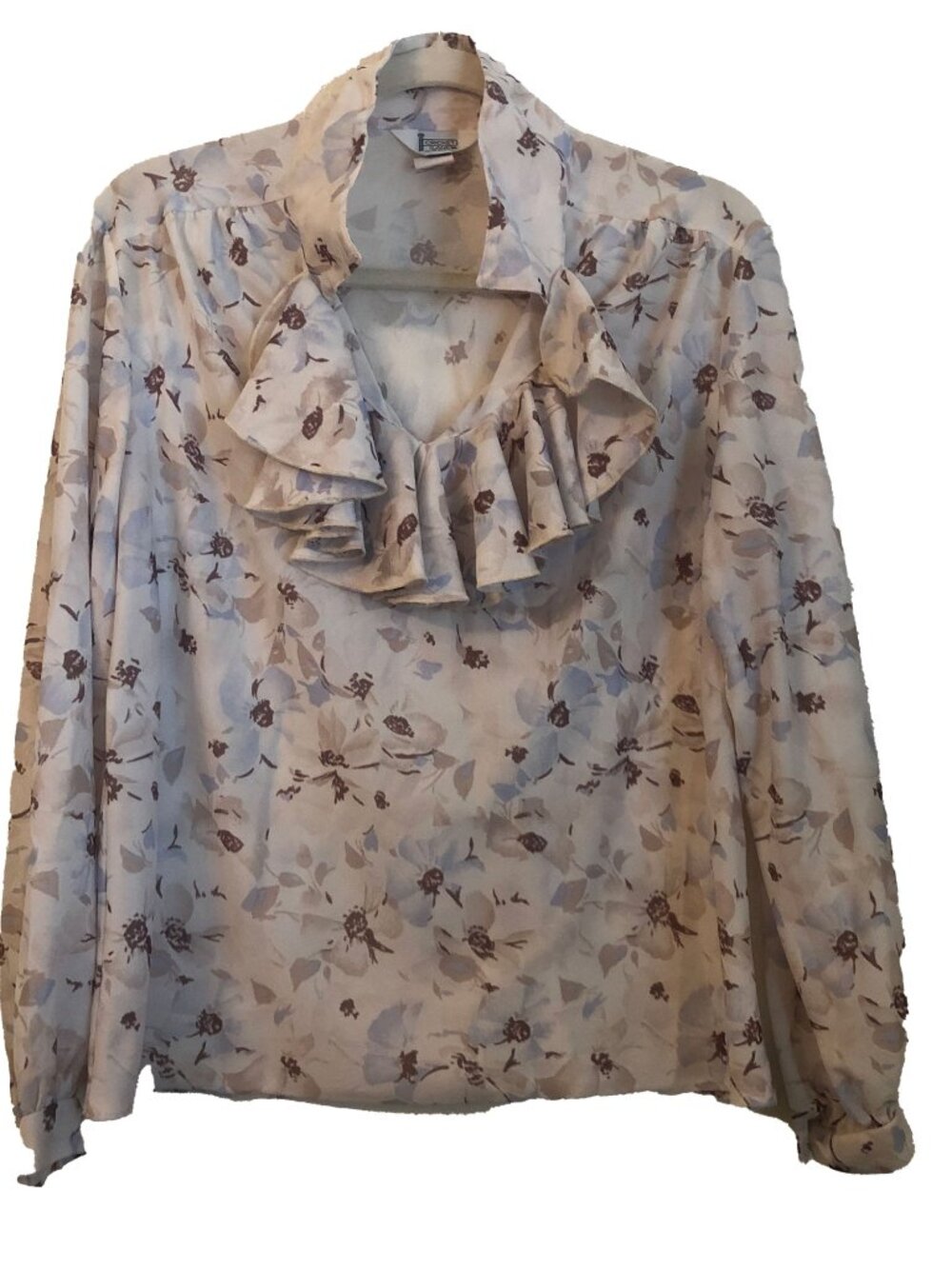 1970's Vintage Cricket Lane Ruffle Neckline Blouse Size 16 per Tag